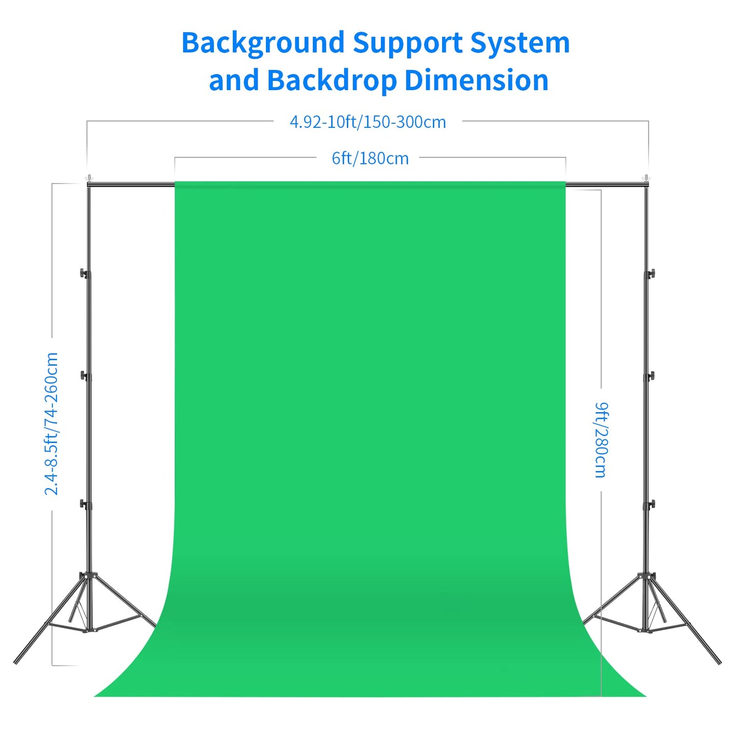 NEEWER Fotostudio Set mit Hintergrund Fotografie: 8,5ftx10ft Hintergrundsystem, 800W äquivalente 5700K LED Schirm und Softbox, Studiolicht mit Green Screen Hintergründen für Porträt Produktfotografie