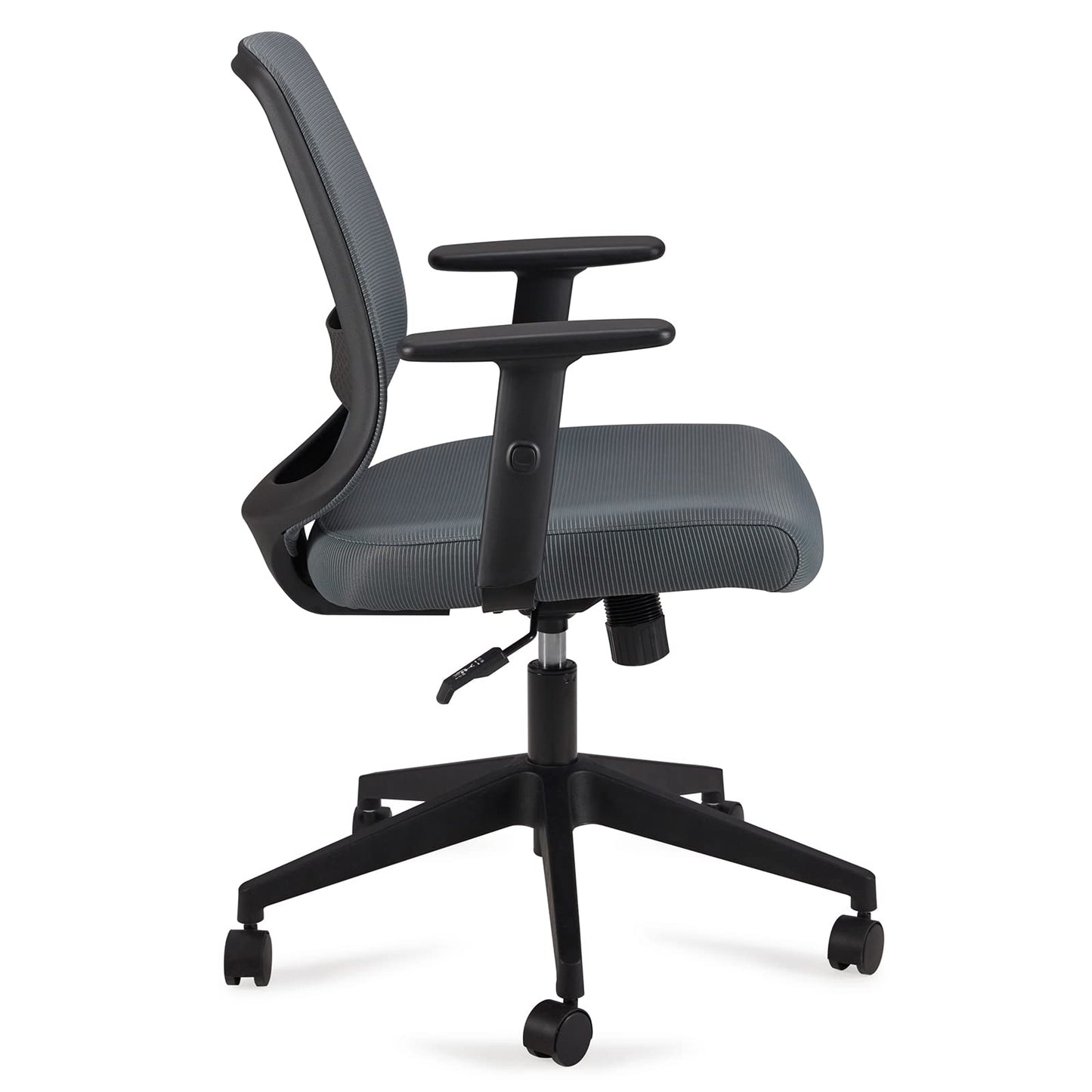 Amazon Basics verstellbarer Schreibtischstuhl mit halbhoher Rückenlehne aus Netzmaterial, Armlehnen und Lendenwirbelstütze, 63,5 x 58 x 91 cm, Grau (Früher Movian)