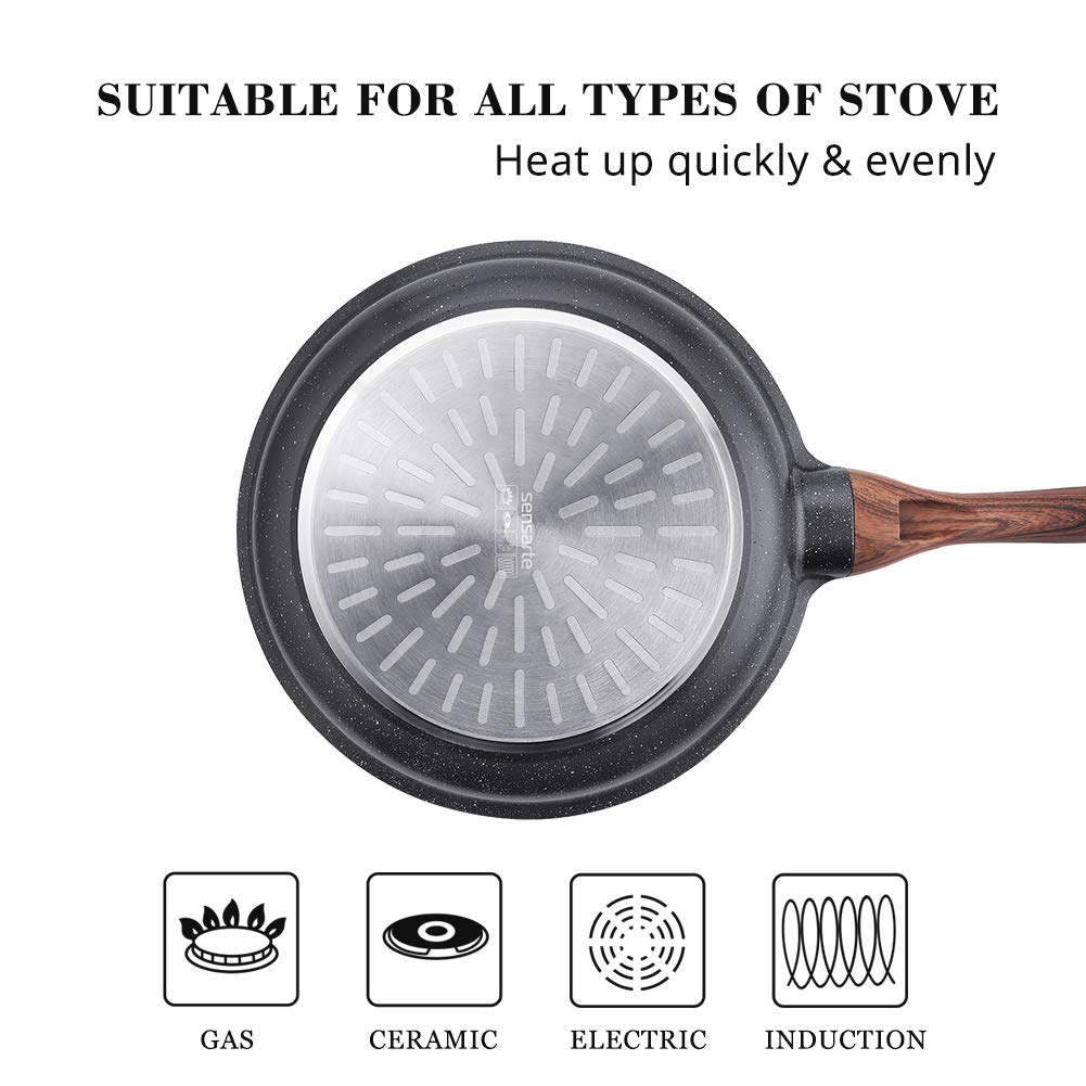 SENSARTE 28cm Antihaft Bratpfanne Skillet, Schweizer Granit Beschichtung Omelette Pfanne, Gesunde Stein Kochgeschirr Chef's Pan, Gasherd und Induktion Kompatibel, PFOA Frei
