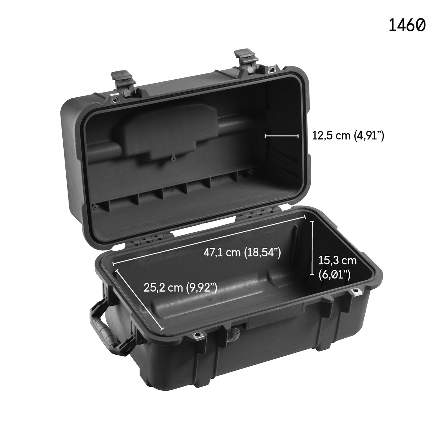 PELI 1460 Stabiler Transportkoffer, IP67 Wasser- und Staubdicht, 33L Volumen, Mit Schaumstoffeinlage (Anpassbar), Schwarz