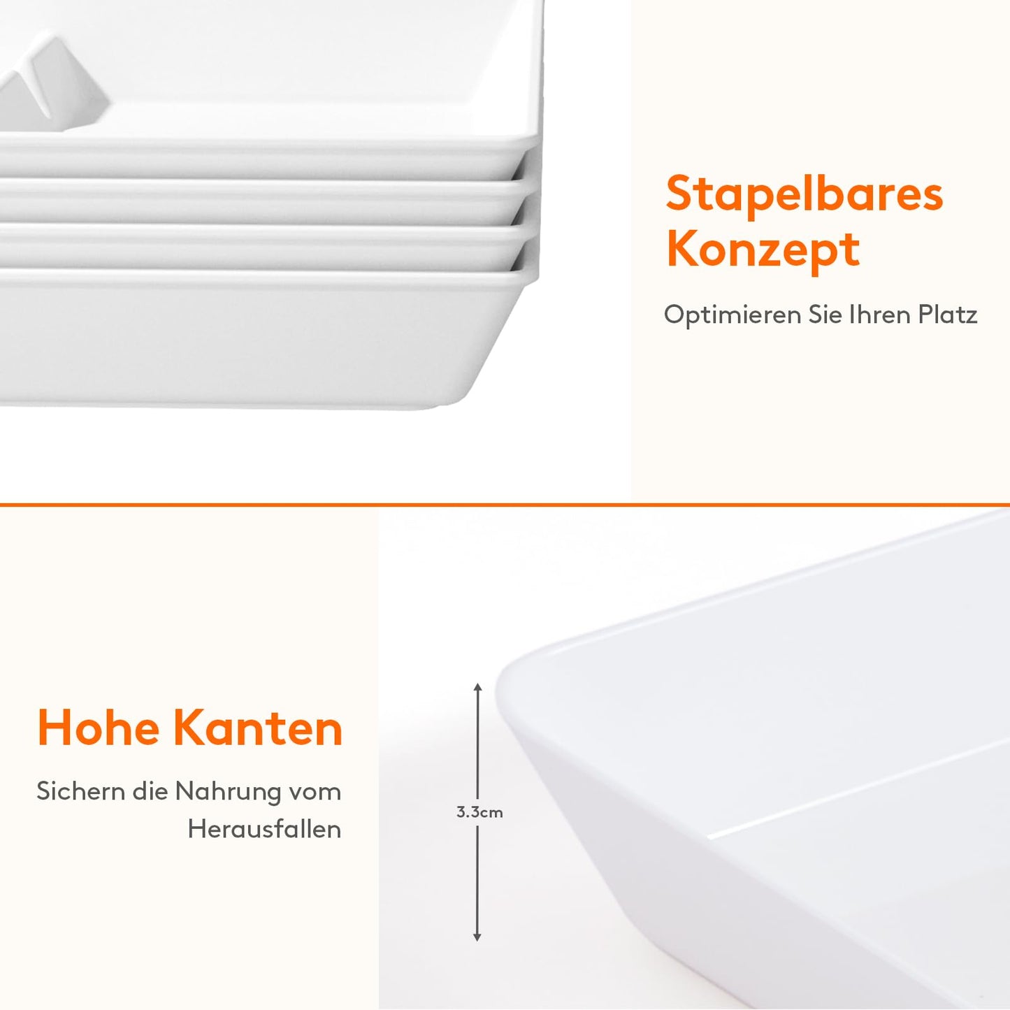 Lifewit Geteiltes Serviertablett, Plastik, 4 Stck. weiß, Wiederverwendbare Tabletts für Speisen, Tee/Getränke/Snacks Tablett für Küche, Bar, Restaurant, 38,1 x 25,4 cm