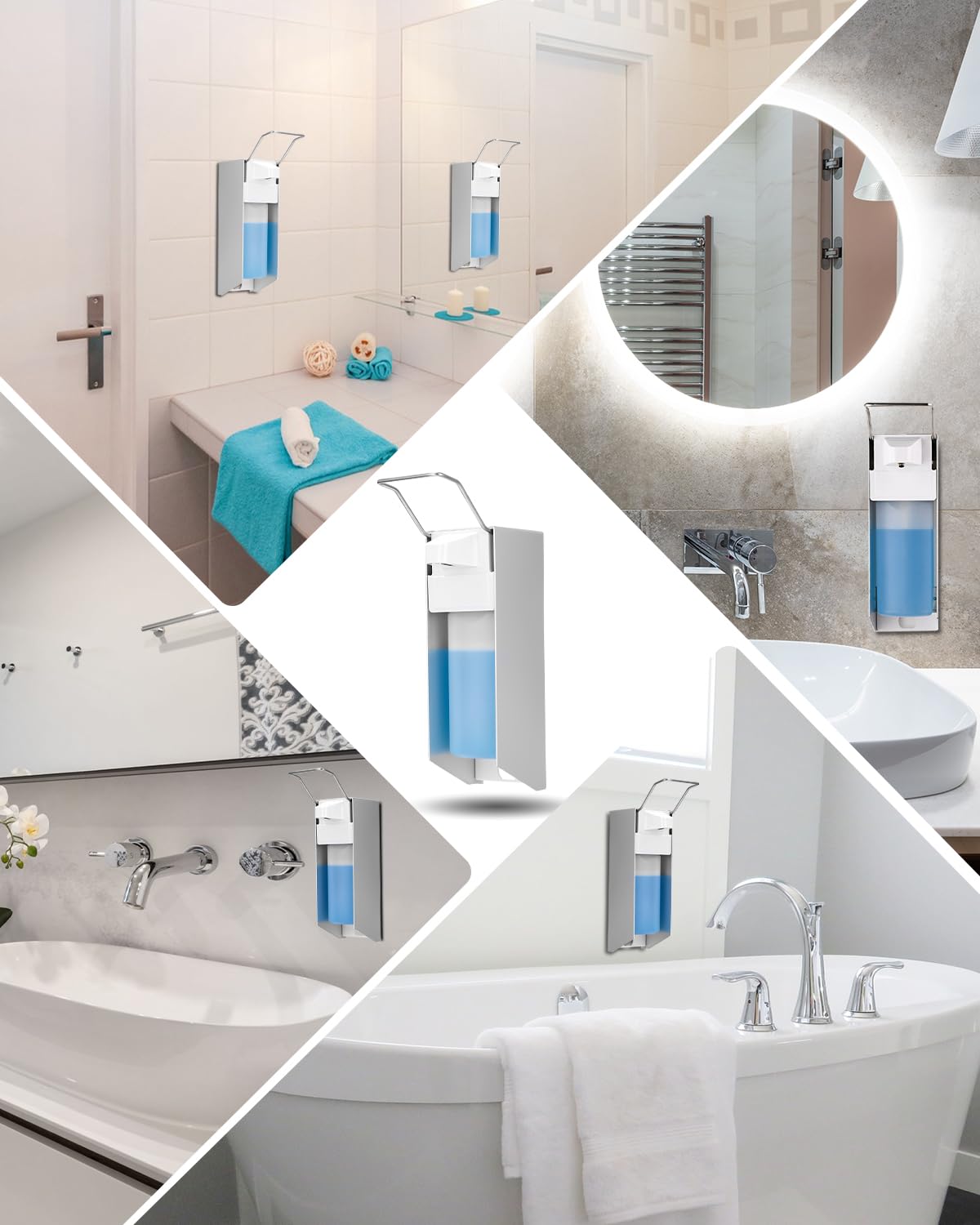 TIDEVAN Seifenspender 500 ml Seifenspender Wand Desinfektionsmittelspender Seifenspender Wandmontage Soap Dispenser Shampoo Lotion Handseifenspender für Küchen und Bad, Mehrweg Seifenspender