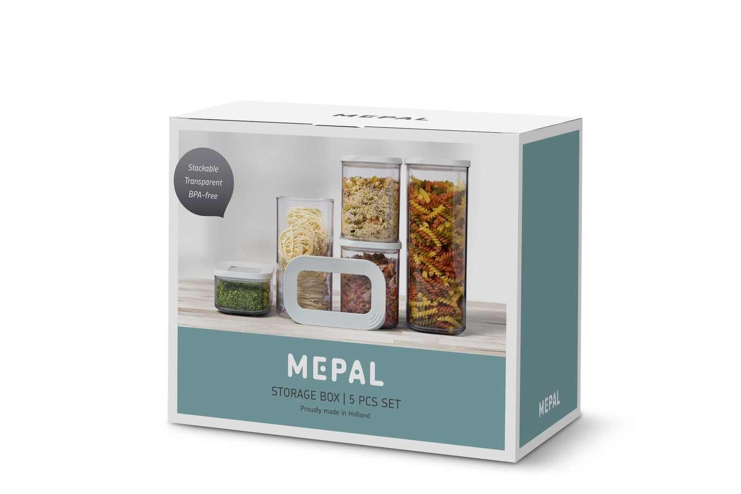 Mepal 7-teiliges Set Vorratsdosen mit Deckel - Lebensmittelbehälter Rechteckige - Küchenorganizer aus Kunststoff - Vorratsbehälter Luftdicht - 1x 2000 ml, 2x 1500 ml, 2x 1000 ml & 2x 425 ml - White