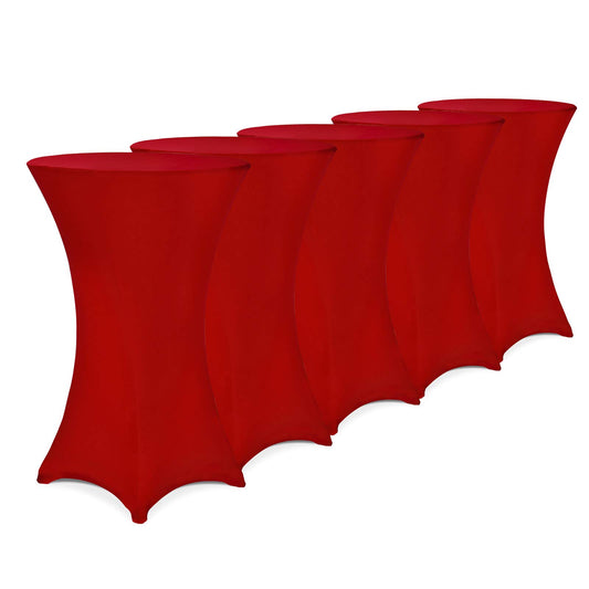 Deuba® 5X Stehtisch Hussen Ø 60-65/70-75/80-85cm Viele Farben 30°C Waschbar Verstärkte Standfüße Stehtischhusse Überzug Stretch (Ø 80-85cm, Rot)