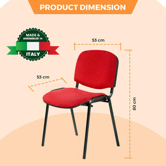Topsit Büro & More 4er Set Besucherstuhl ISO, Bequemer Konferenzstuhl, stapelbar, mit gepolsterter Sitzfläche und Rückenlehne (Rot)