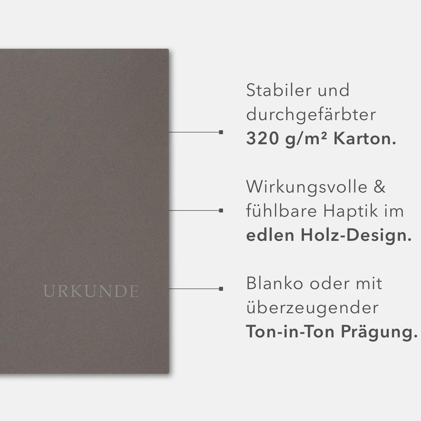 Urkundenmappe A4 Karton - Premium-Qualität mit edler Prägung 'URKUNDE' - BL-exclusivdruck® BASIC - hochwertige Übergabemappen aus 320g/m² Pappe - Urkundenhülle für DIN A4 Papier (Steingrau, 8 Stück)