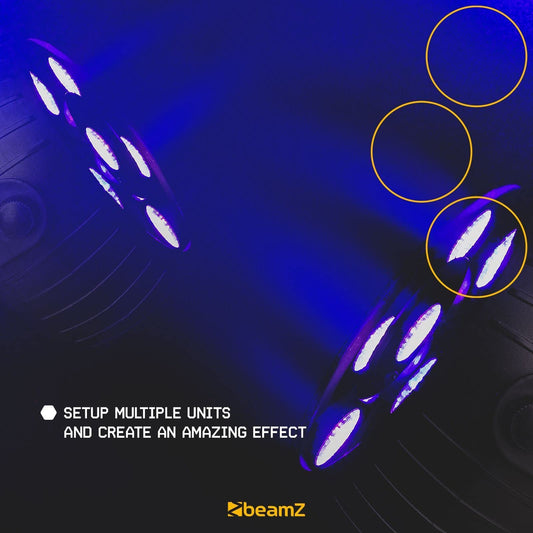 BeamZ PLP10 Akku LED PAR mit 6 LEDs 2 Watt - 4 Stück RGB LED PAR Scheinwerfer Stroboskop, Auto- und Soundmodus, Fernbedienung, Discolicht Partylicht Spotlight, Bühnenbeleuchtung, Effektstrahler