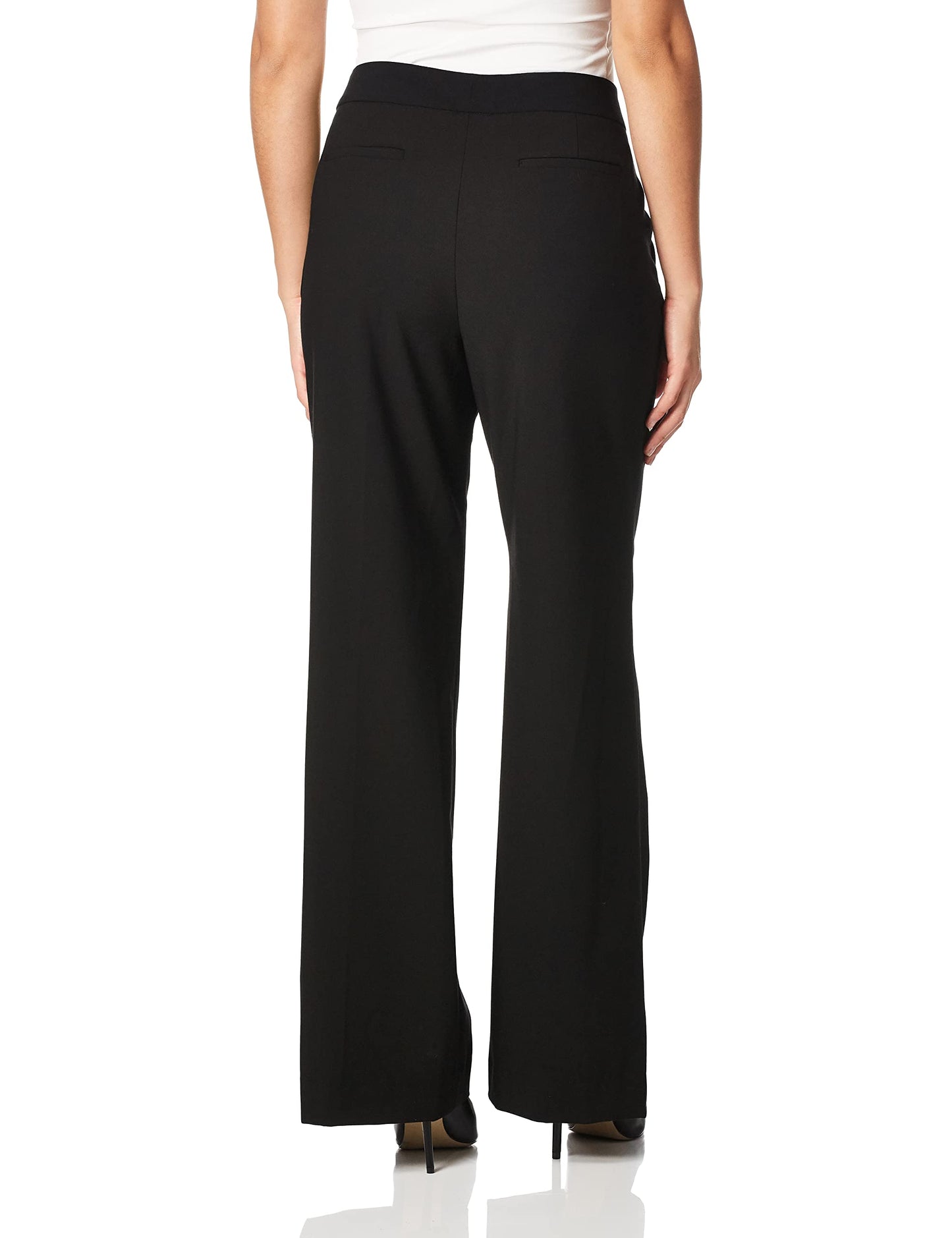 Calvin Klein Damen Straight Leg Lux Pant (Standard & Petite) Lässige Business-Hose, Schwarz (Real Black), 42