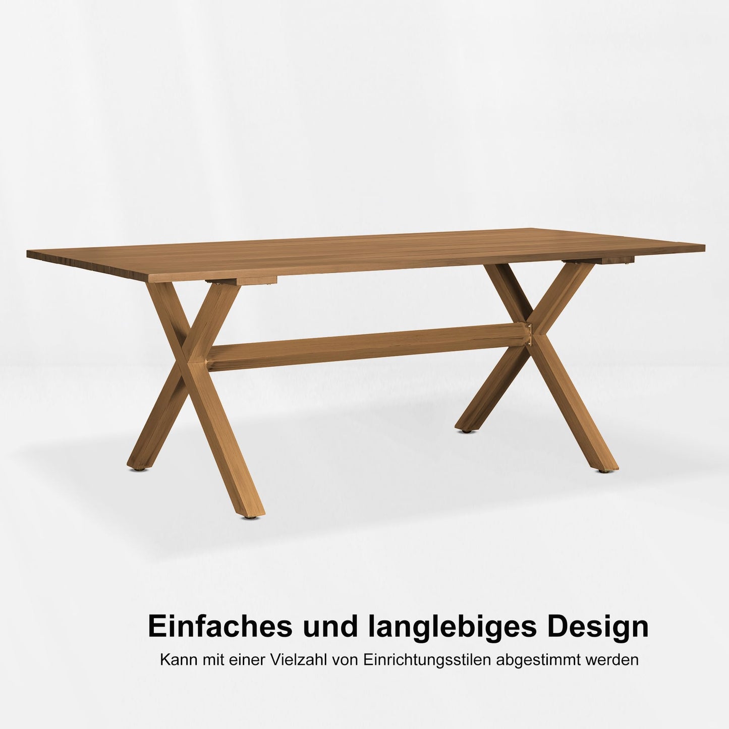 PURPLE LEAF 7-TLG Gartenmöbel Set Terrassenmöbel Außen Balkonmöbel Esstisch Teak Wetterfest 8 Esszimmerstühle UV-Beständigkeit mit Kissen für Garten, Natur