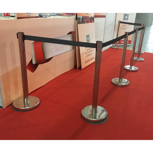 4 Stück Absperrständer Personenleitsystem Edelstahl Absperrbänder Absperrpfosten Abgrenzungspfosten mit 4 Gurtband Schwarz