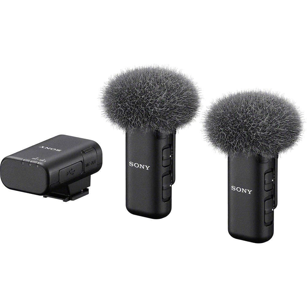 Sony ECM-W3, 2 Sender, 1 Empfänger, Ladestation, Kabelloses Mikrofon, Rauschunterdrückung, 150m Reichweite, Ideal für Kameras, Smartphones, Podcast, Streaming, Interviews