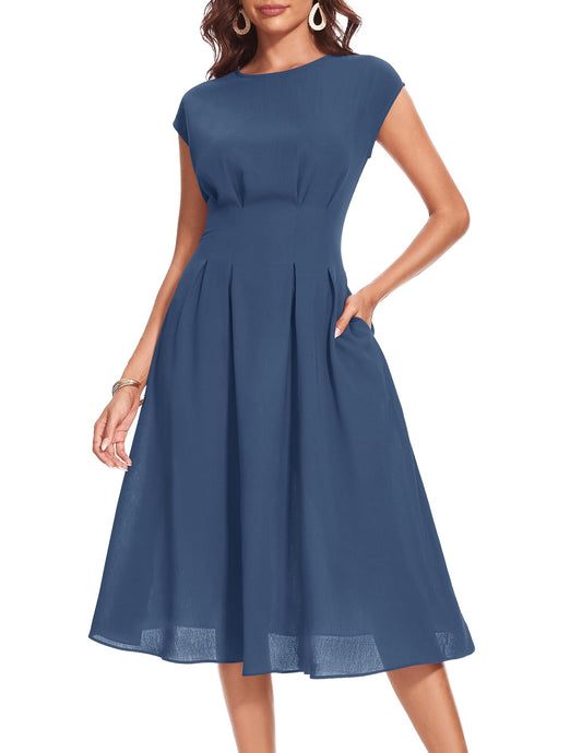 Wedtrend Elegantes Kleid Damen Kleider Sommer Festliches Sommerkleid Damen Festliches Kleid WTP30012 Denim Bluee M