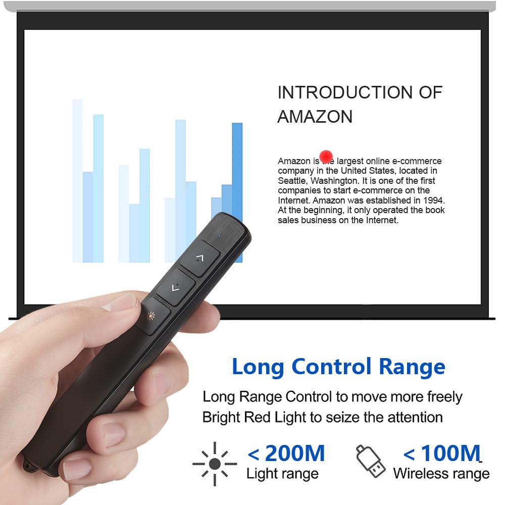 Kinizuxi Kabelloser Presenter Pointer für Präsentationen mit Lanyard, 100M Präsentations Clicker, 2.4GHz Präsentation Wireless Present Fernbedienung für Windows/Mac/Laptop