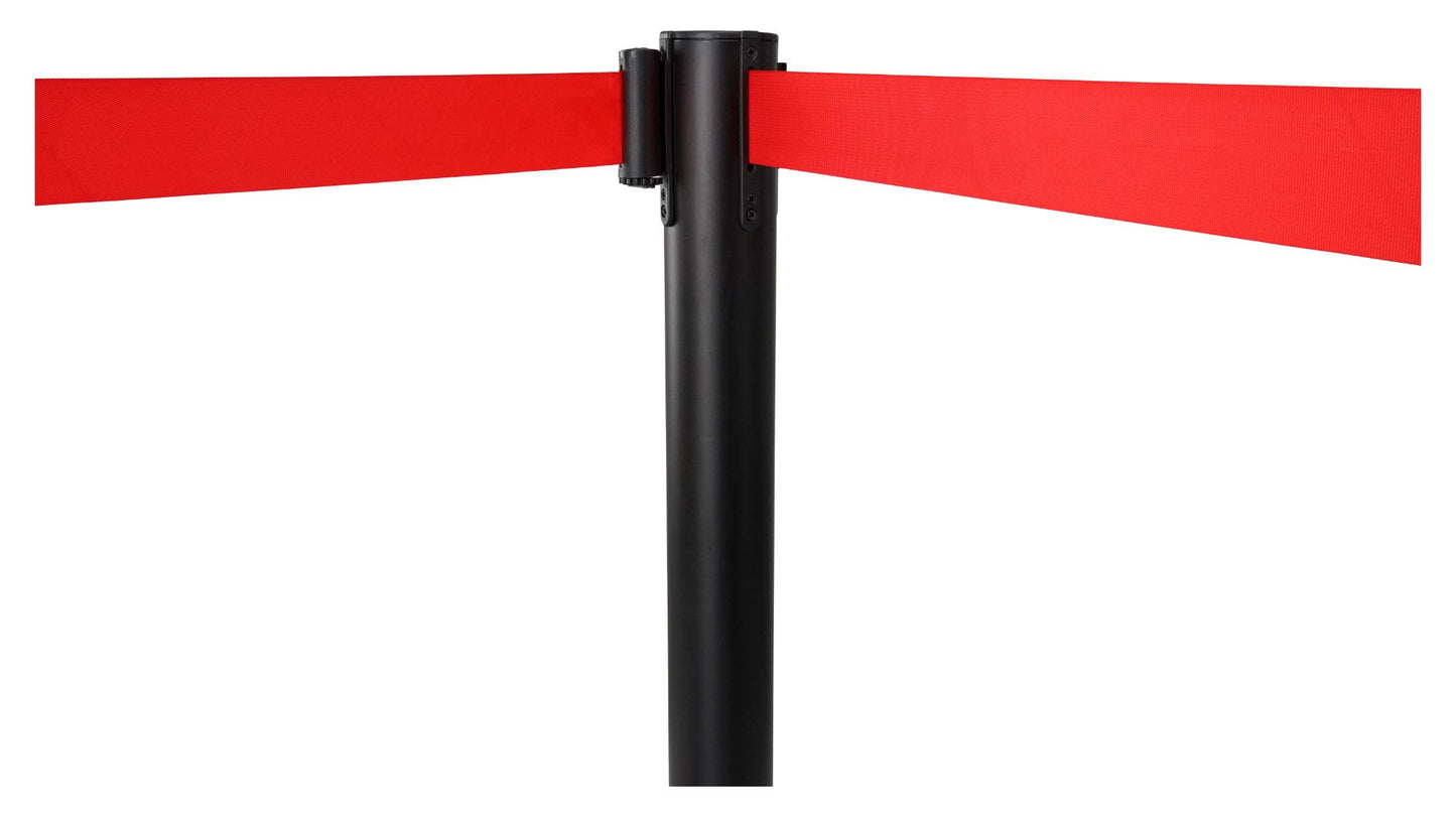 Stagecaptain PLS-200B Absperrständer Personenleitsystem 2 Paar (4 Stück Absperrpfosten, Hotel, Ausstellung, Flughafen, Vip, roter Teppich, Absperrband rot) schwarz