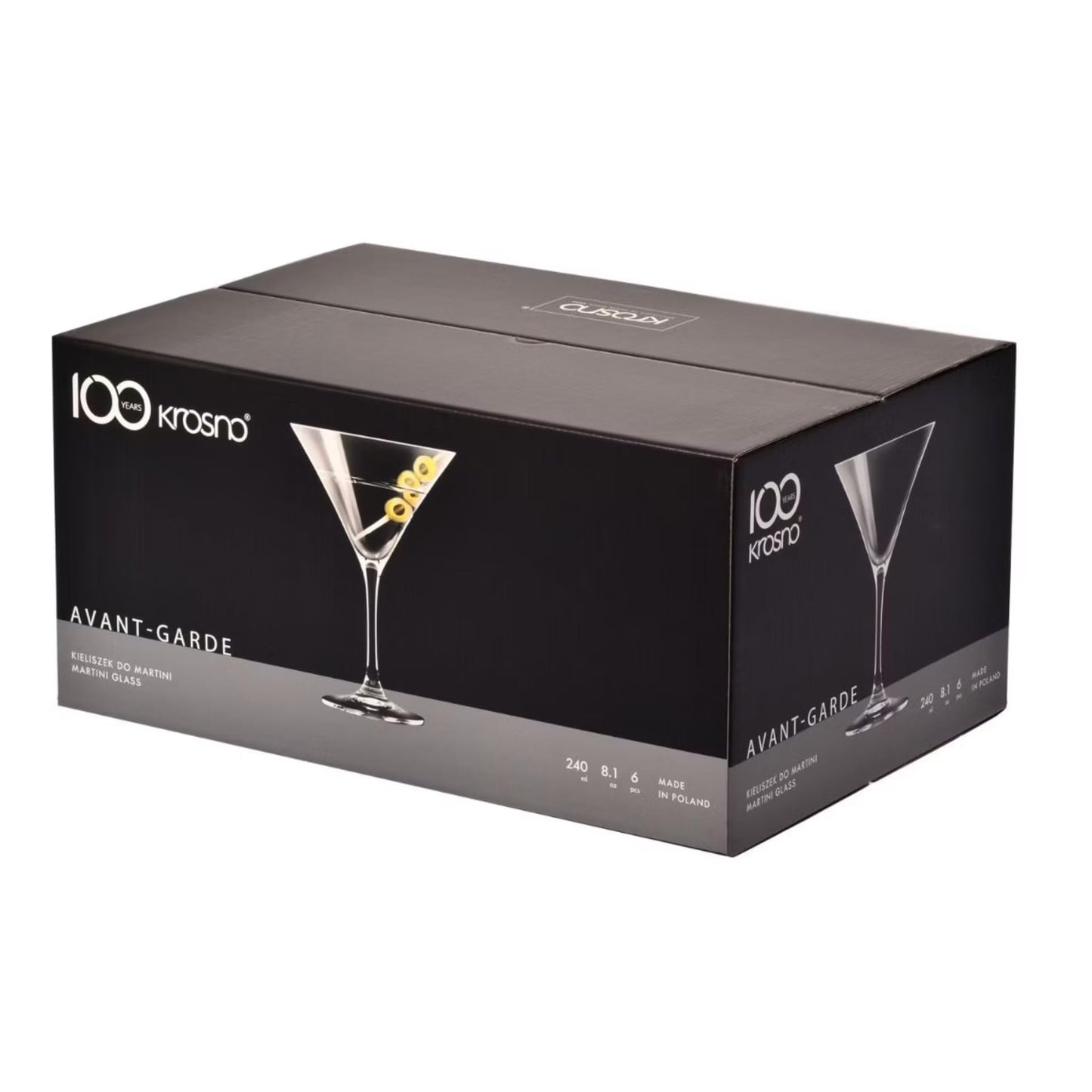 Krosno Martini-Gläser Cocktailgläser | Set von 6 | 240 ML | Avant Garde Kollektion | Perfekt für Zuhause, Restaurants und Partys | Spülmaschinenfest