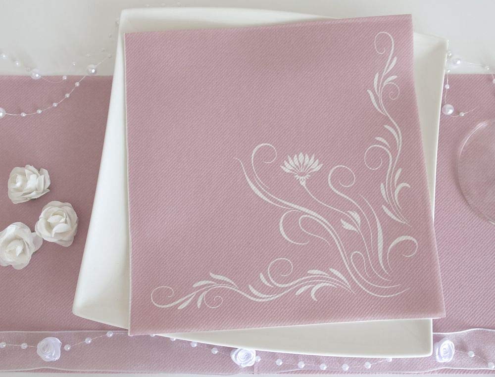 50 Servietten Blumen 40x40 cm stoffähnlich Airlaid - Elegantia, Farbe:pastell altrosa