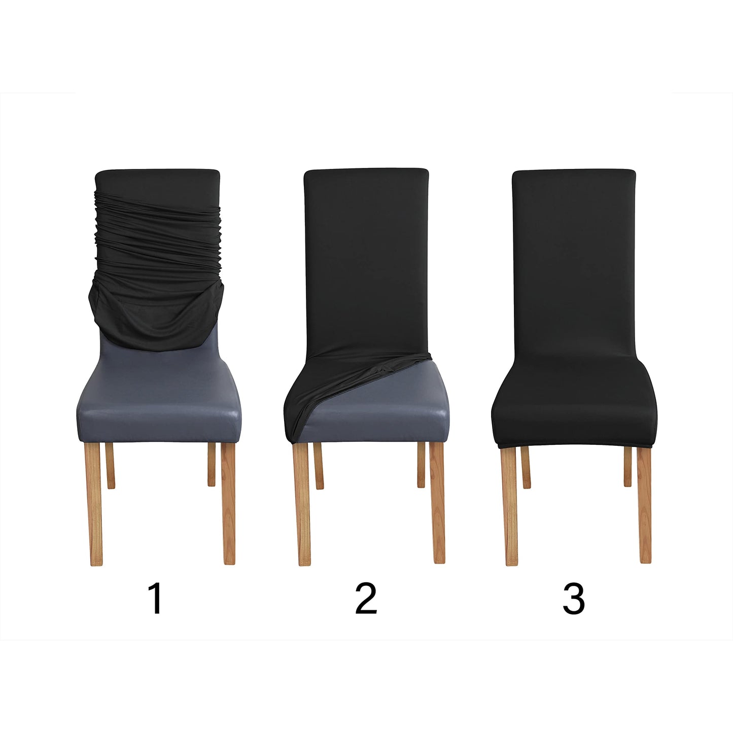Amazon Basics Schonbezug für Esszimmerstühle, dehnbar, Dunkelgrau, 4 Stück