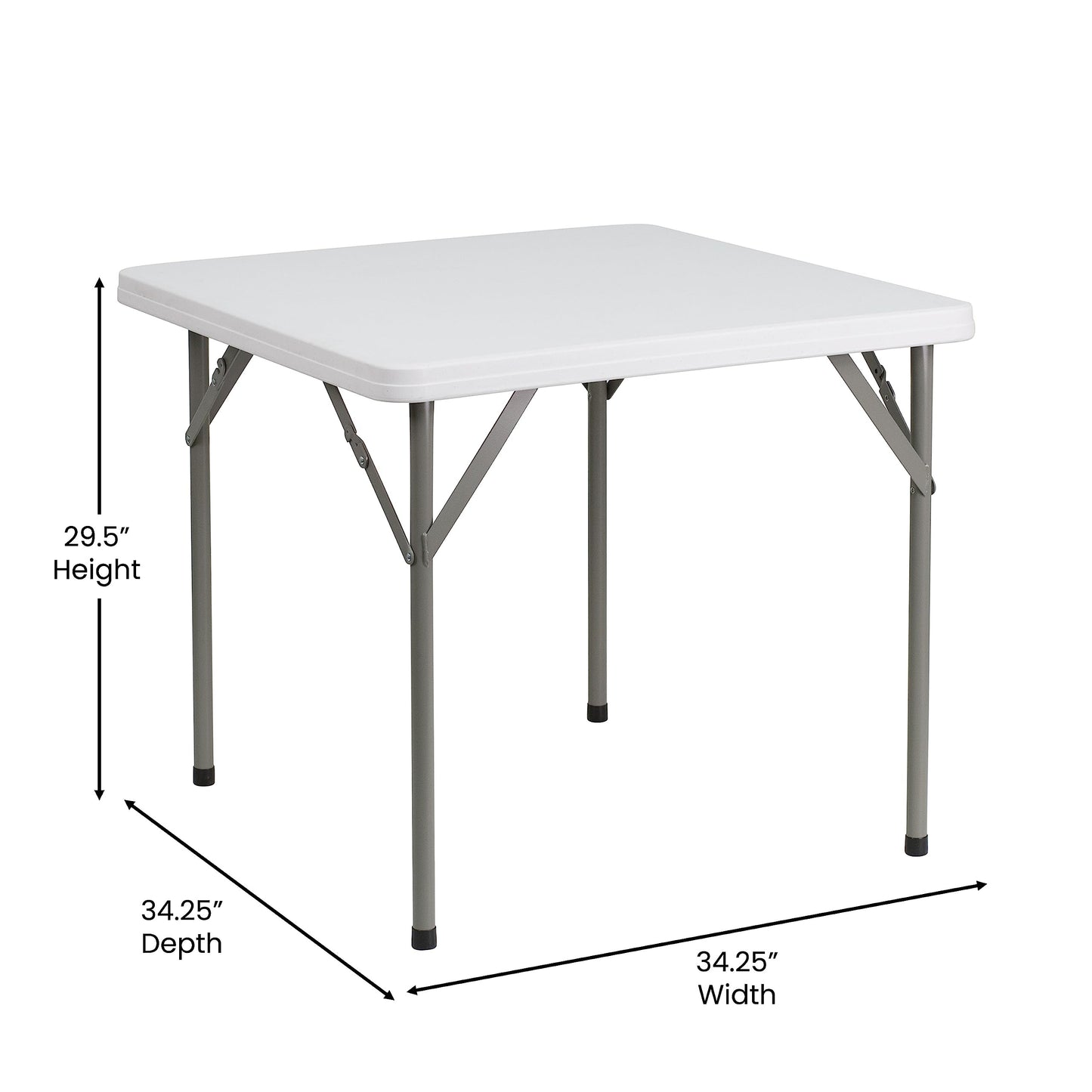 Flash Furniture Klapptisch, 87 x 87 x 75 cm, weiß