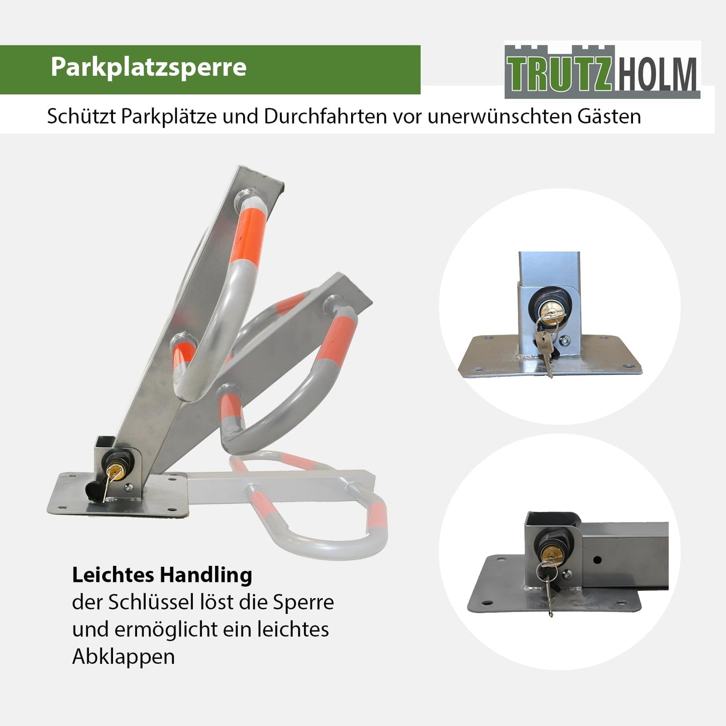 Parkplatzsperre 47 x 73 cm Metall grau abchließ- und klappbar Parkplatzbügel Sperrbügel Parkplatzblockierer Parkbügel Poller klappbar