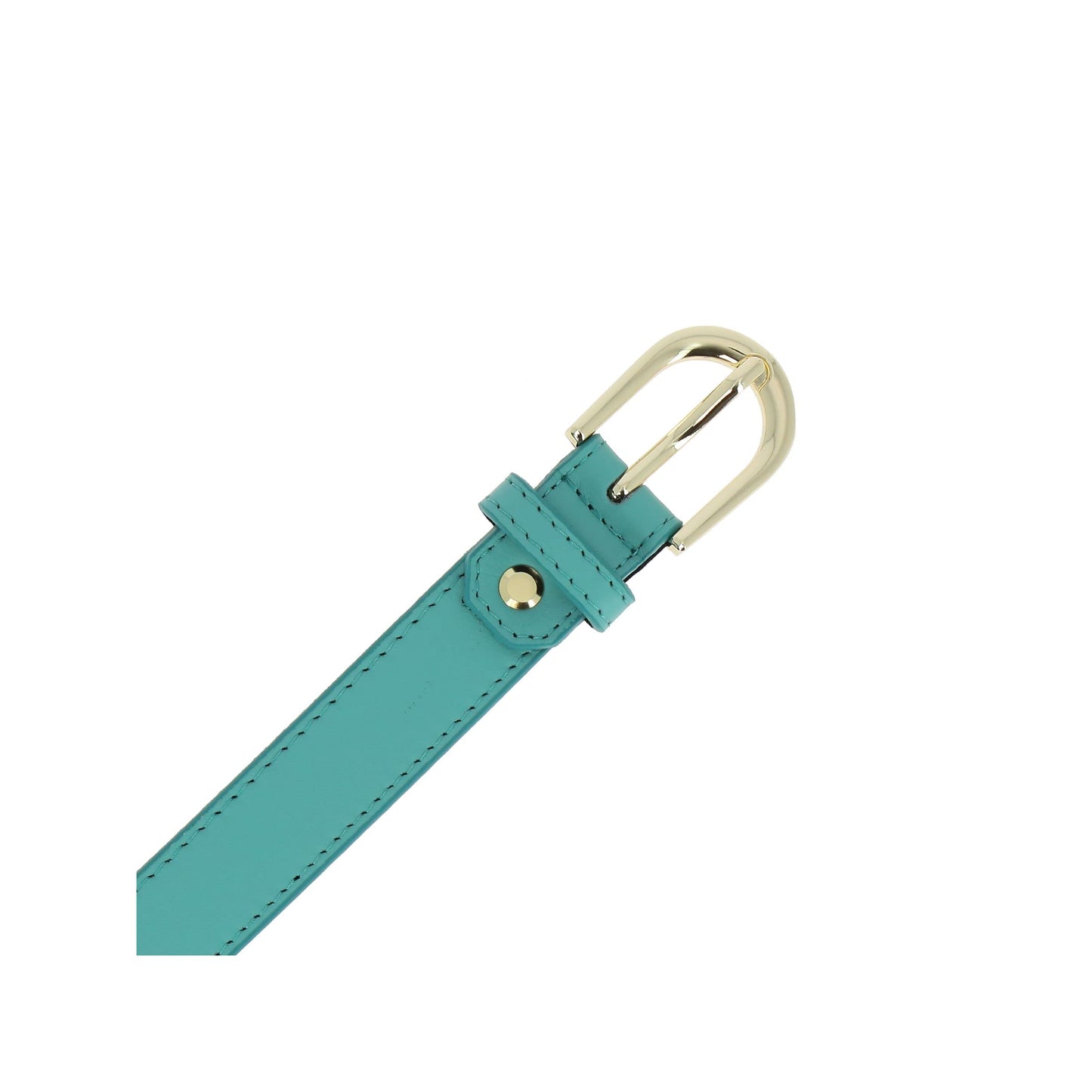 FASHIONGEN - Damengürtel aus italienischem Leder, LUNA - Wasser Blau (Goldenschnalle), 75