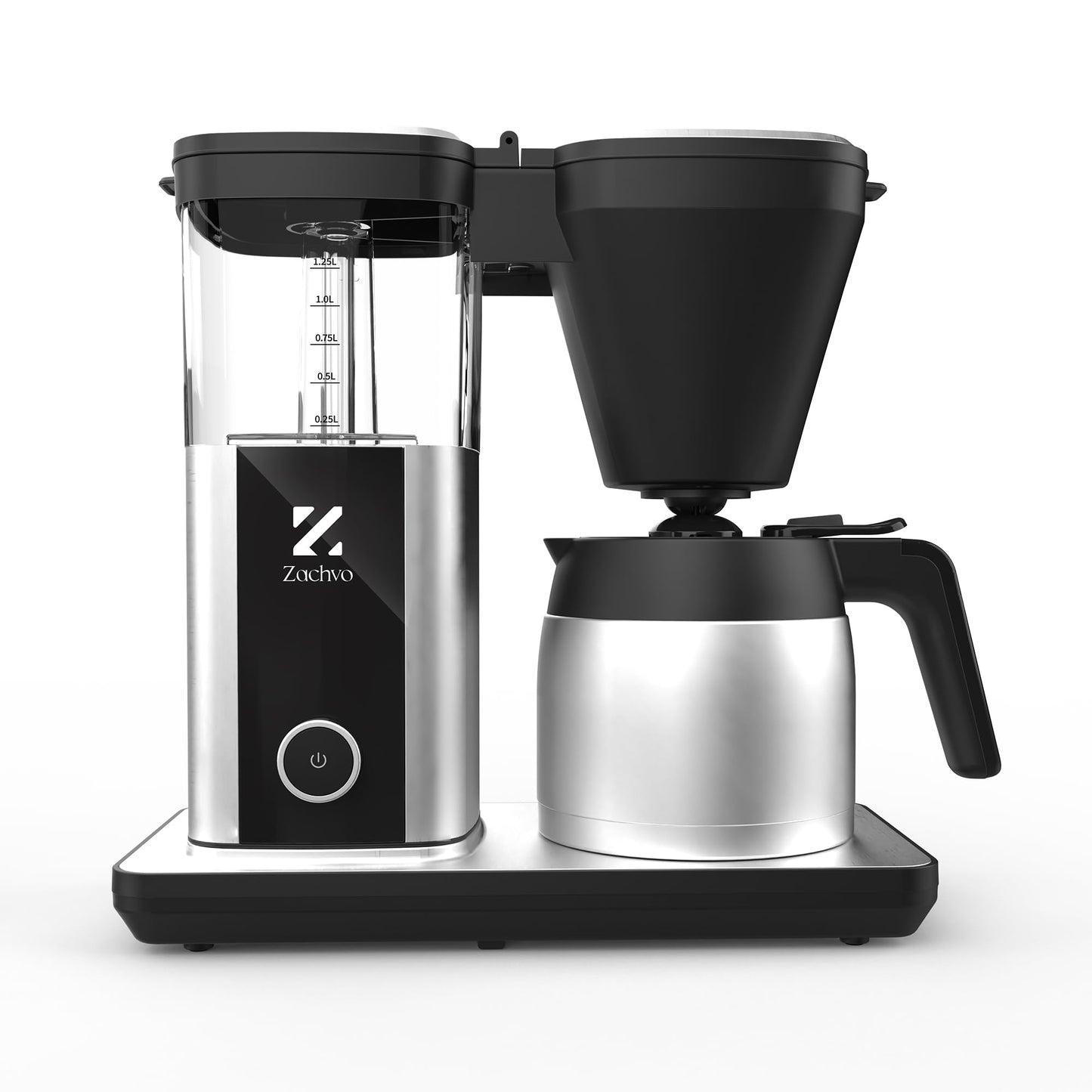 ZACHVO Filterkaffeemaschine mit 1.25L thermoskanne, kaffeemaschine für bis zu 10 Tassen, Permanentfilter, Fropf Stopp, Auto Abschaltung, BPA frei, 4,5 Minuten schnelle Kaffeezubereitung, 1550W