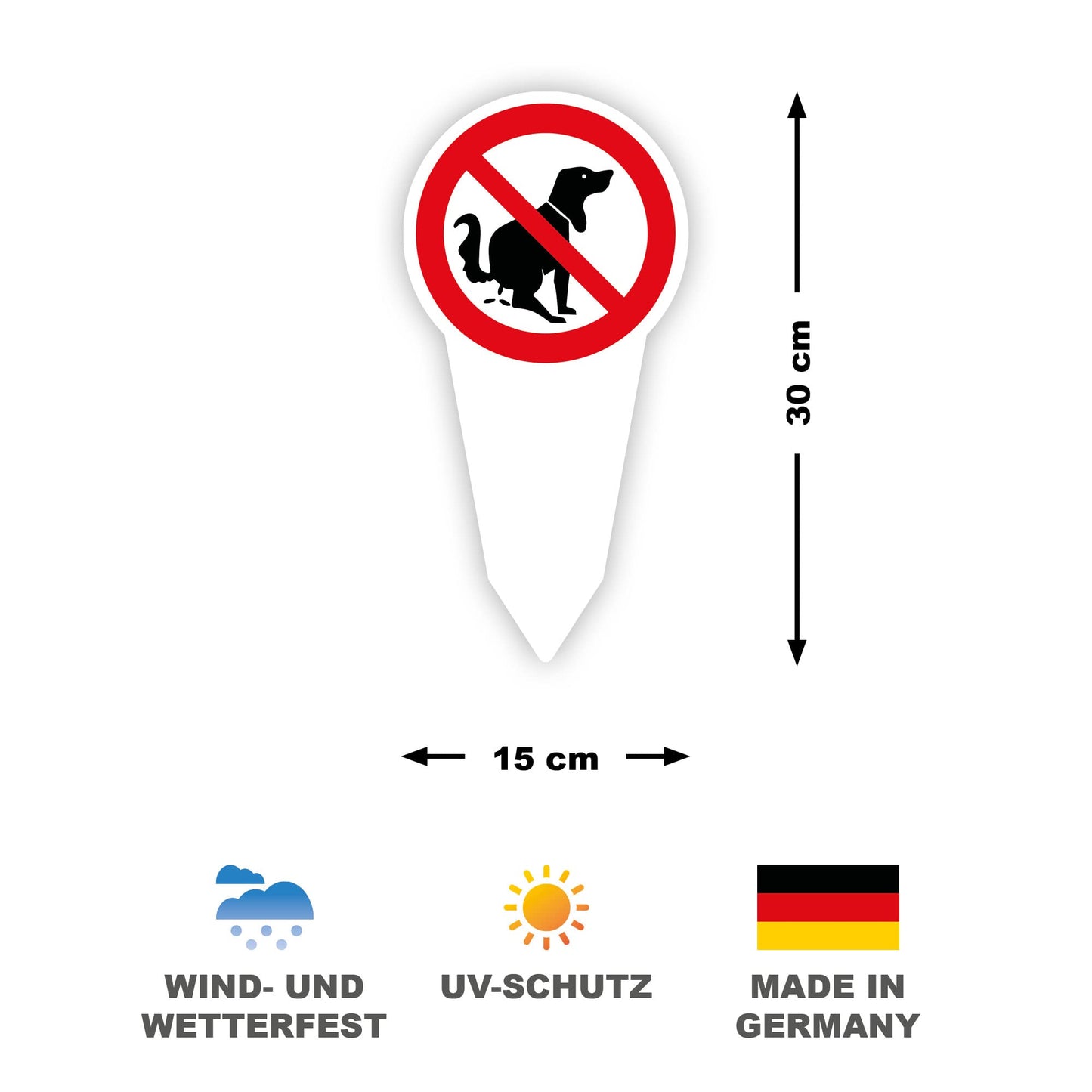 2 Stück XXL Hochwertige Steckschilder kein Hundeklo 30 x 15 cm Alu 3mm beidseitig bedruckt Alu-Dibond stabile Aluminiumverbundplatte mit UV-Schutz von STROBO