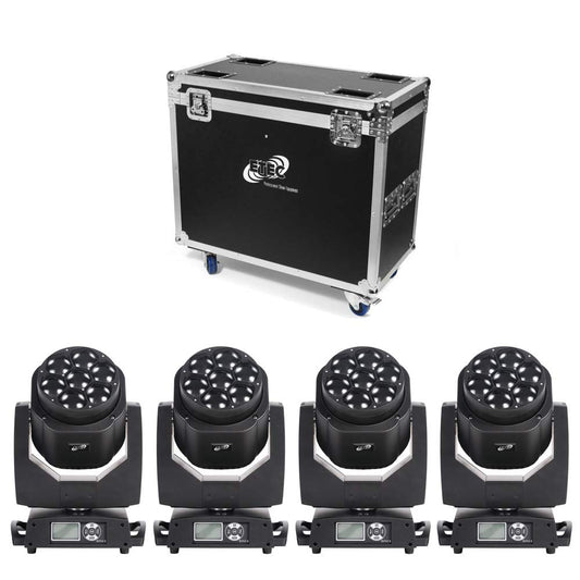 ETEC Professional LED Mini Eye 7 Moving Head Set mit Flightcase Beam Rotation Zoom DMX Bühnenbeleuchtung Veranstaltung Lichteffekt Discothek Club DJ Party