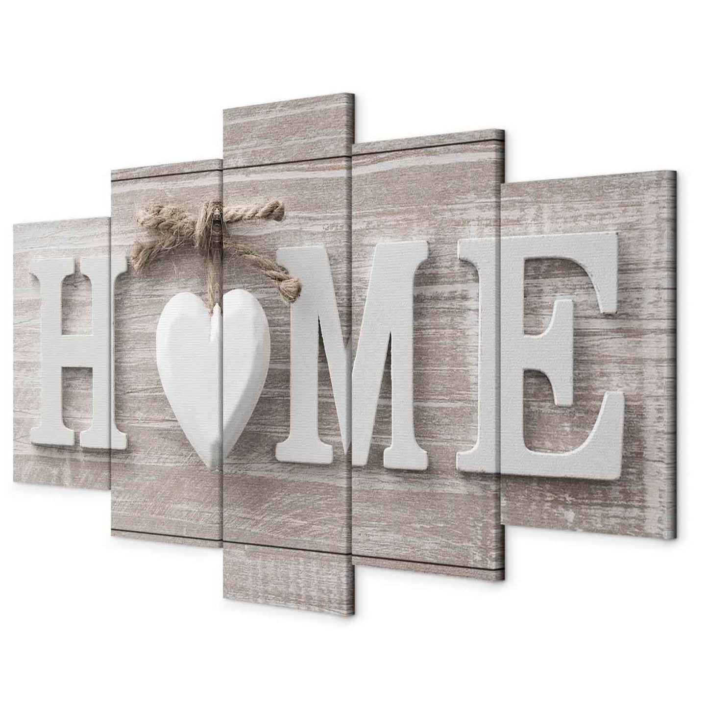 murando - Wandbilder XXL Home 150x75cm 5 tlg - Wand Deko Leinwand Bilder Groß Wanddeko Wohnzimmer Schlafzimmer Kunstdrucke - Bretter Holz m-A-0685-b-m