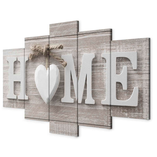 murando - Wandbilder XXL Home 150x75cm 5 tlg - Wand Deko Leinwand Bilder Groß Wanddeko Wohnzimmer Schlafzimmer Kunstdrucke - Bretter Holz m-A-0685-b-m