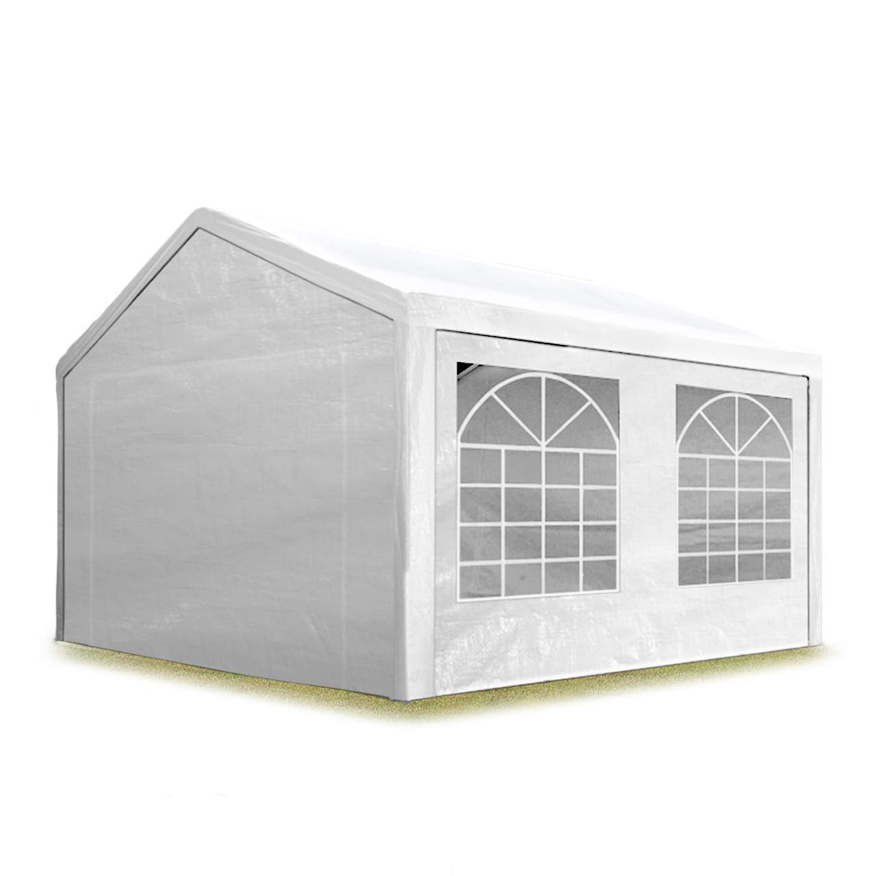 TOOLPORT Partyzelt Pavillon 4x5 m in weiß PE Plane 350 N Wasserdicht UV Schutz Festzelt Gartenzelt