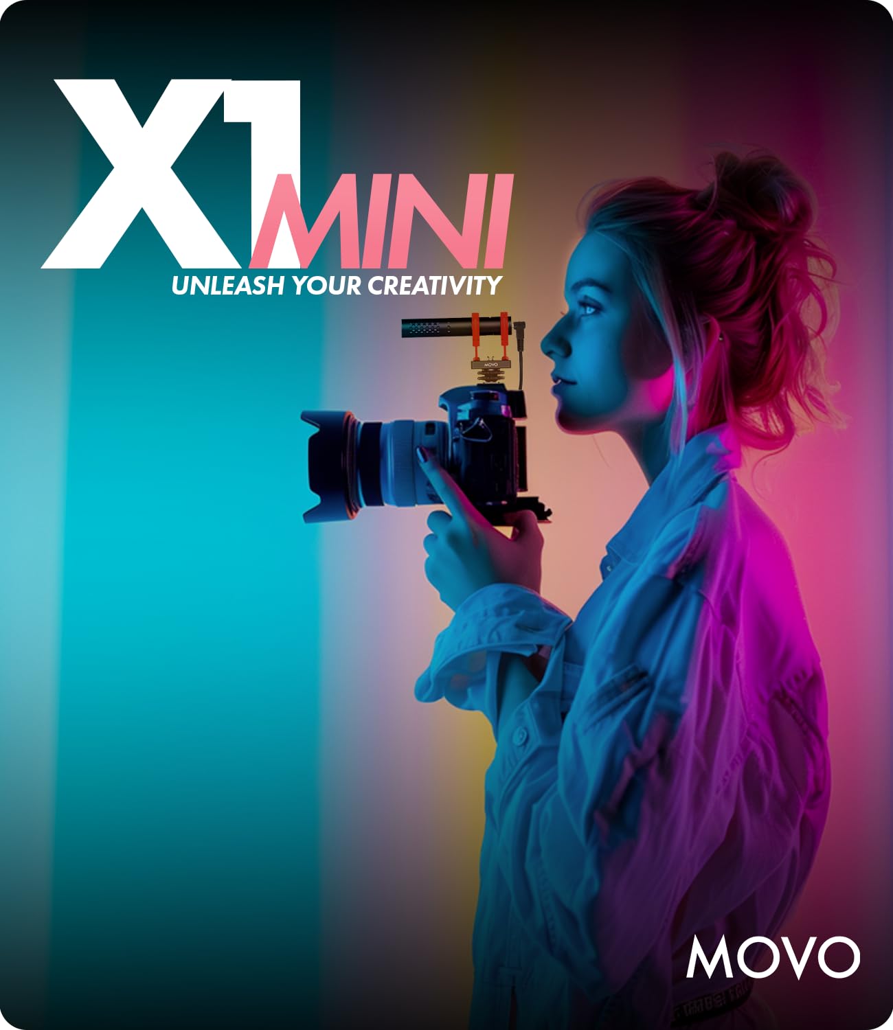 Movo X1-Mini Video Shotgun Mikrofon für Kamera Superniere 3,5 mm/USB-C Analog/Digital Kameramikrofon für DSLR, iPhone und Android Smartphones, Computer - Kompatibel mit Canon EOS, Nikon, Sony