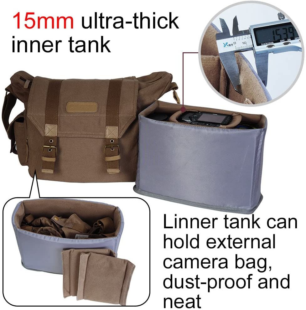 CADeN Kameratasche Spiegelreflex Kamera Schultertasche Kamera Foto Tasche Umhängetasche Fototasche für SLR DSLR Spiegelreflexkameras Sony Nikon Canon (Braun)