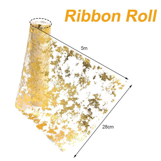 5M x 28CM Tischläufer Gold Tischband Glänzend Goldene für Partys Hochzeit Geburtstage Weihnachten Tischdeko