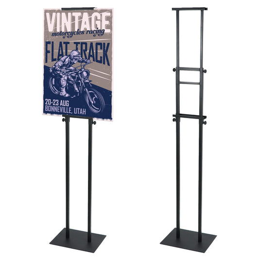 QWORK® 2er Set Doppelseitiger Plakatständer, Einstellbar Infoständer für Events und Werbeaktionen, Geeignet für Schilderhöhen von 12 cm bis 210 cm