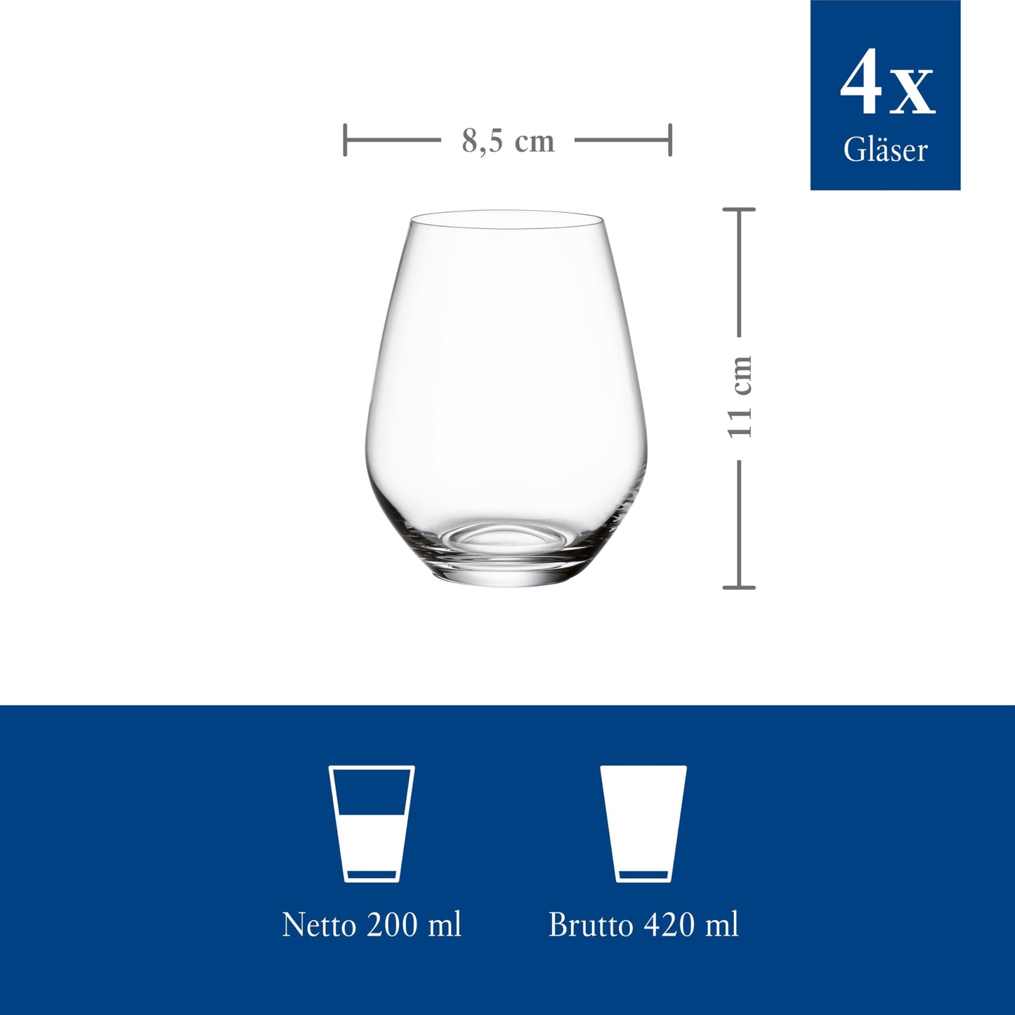 Villeroy & Boch – Ovid Wasserglas-Set 4 teilig 420 ml, Spülmaschinenfest, Wassergläser, Gläser Set, Besondere Trinkgläser, Gläser Für Wasser, Saftgläser, Kristallglas