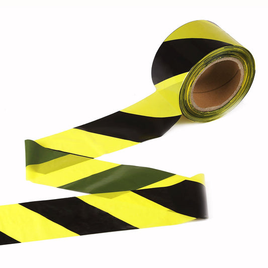 TopSon nicht klebendes Polyethylen Warnband 70mm.200.0.03mm gelbes schwarzes Gefahrenwarnband Gefahrengebäude Polizei Tatort Klebeband
