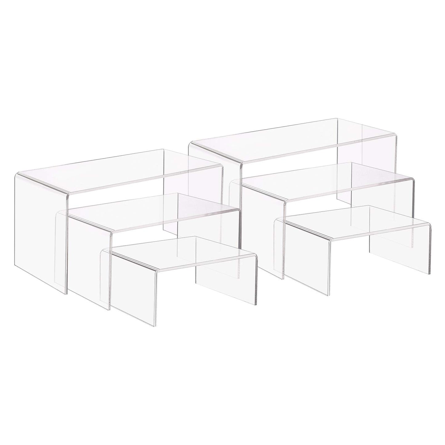PandaHall 6 Stück Acryl Display Riser Stand U-Förmiger Schmuck Display Halter Klare Acryl Display Ständer Halter 3 Schritte Clear Riser Regal Vitrine Für Schmuck Display Store Fixture Tischdekoration