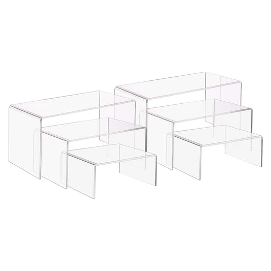 PandaHall 6 Stück Acryl Display Riser Stand U-Förmiger Schmuck Display Halter Klare Acryl Display Ständer Halter 3 Schritte Clear Riser Regal Vitrine Für Schmuck Display Store Fixture Tischdekoration