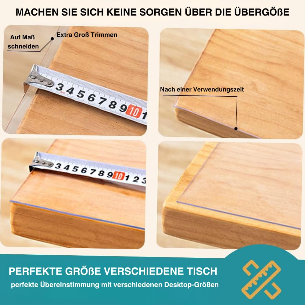 Artwelt Tischdecke Transparent Tischfolie 2.0mm Glasklar Folie Tischschutz Wasserdicht Abwaschbar Polyvinylchloride Folie Wunschmaß Fettdicht Tischschutzfolie (160cm X 90cm)