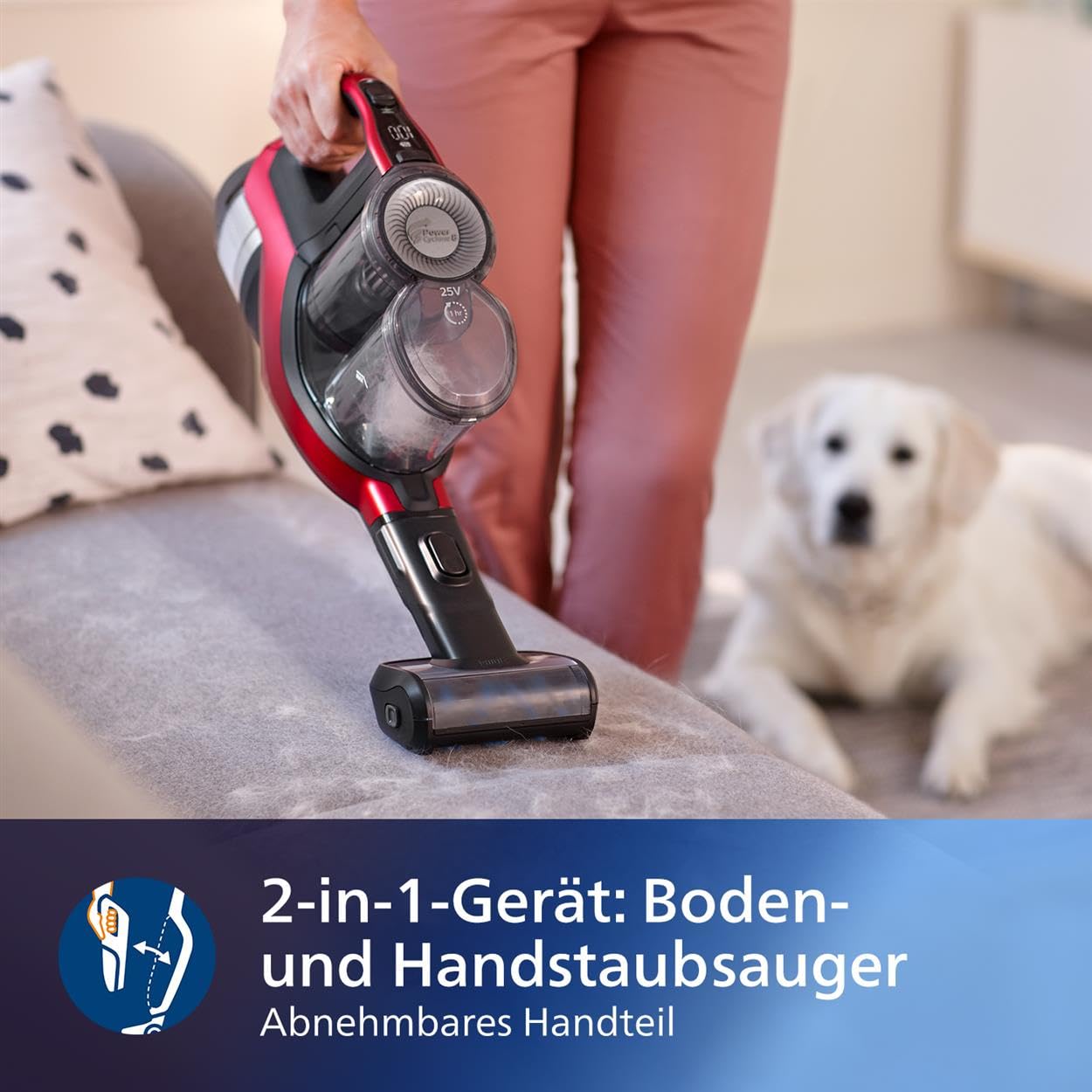 Philips SpeedPro Max Kabelloser Staubsauger – 2in1-Gerät, Staub- und Handstaubsauger, bis zu 65 Minuten Laufzeit, 360-Grad-Saugdüse (XC7042/01)