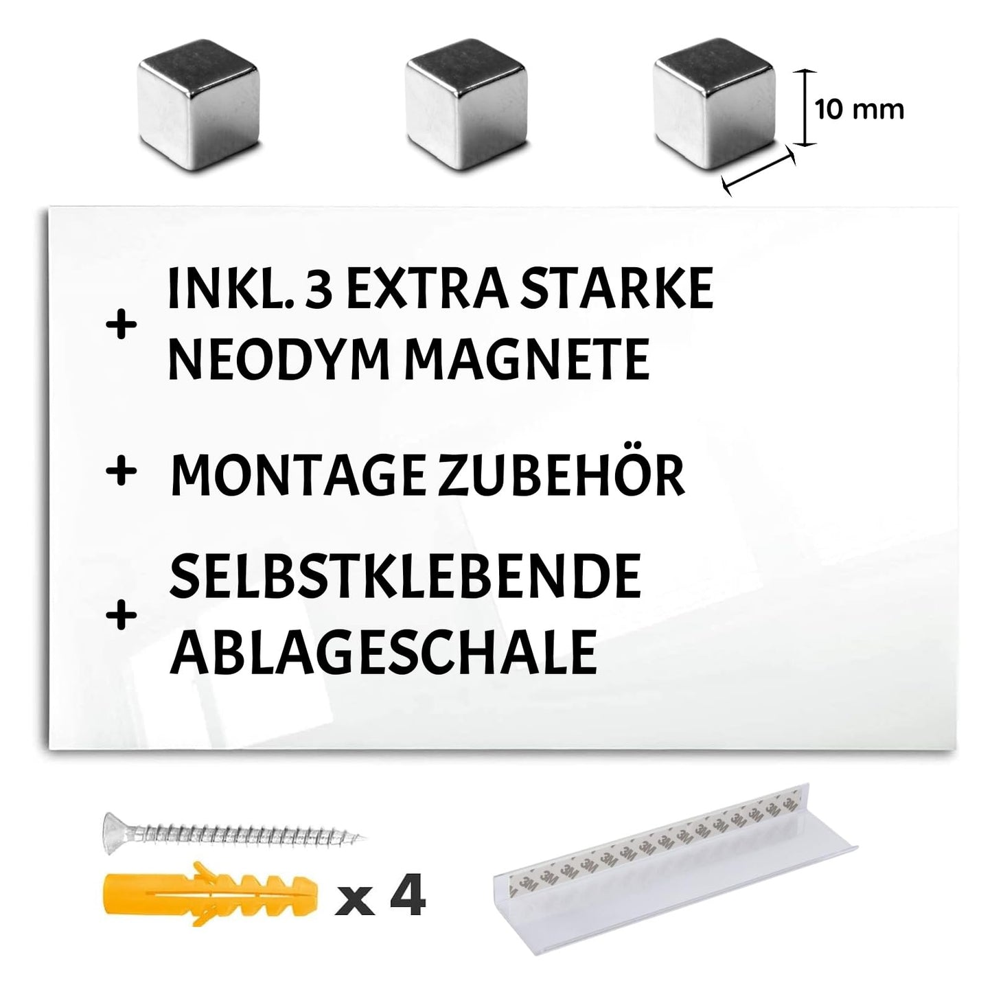 Floordirekt Präsentationsboard - Whiteboard - Magnettafel - Magnetboard lackiert oder Glas - magnetisch & beschreibbar - Schreibtafel Magnetwand Wandtafel (Glasboard Premiumweiß, 45 x 60 cm)