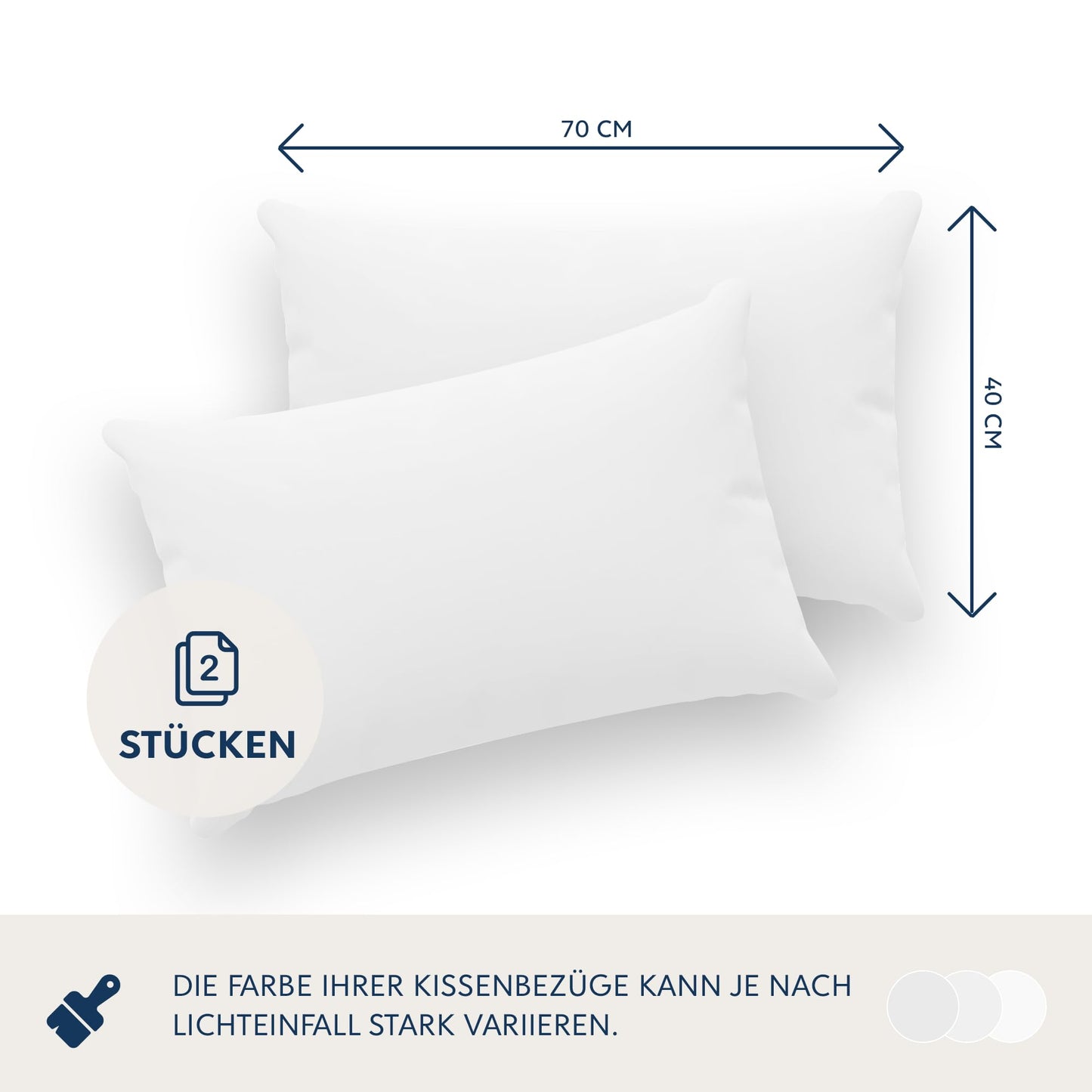 Dreamzie Kissenbezug 40x70 (Set mit 2) - 100% Jersey Baumwolle 150 g/qm Kissenbezüge -Weiß - Für Kissen 40x70 cm - Kissenhülle - Kissenbezug - Resistent und Hypoallergen
