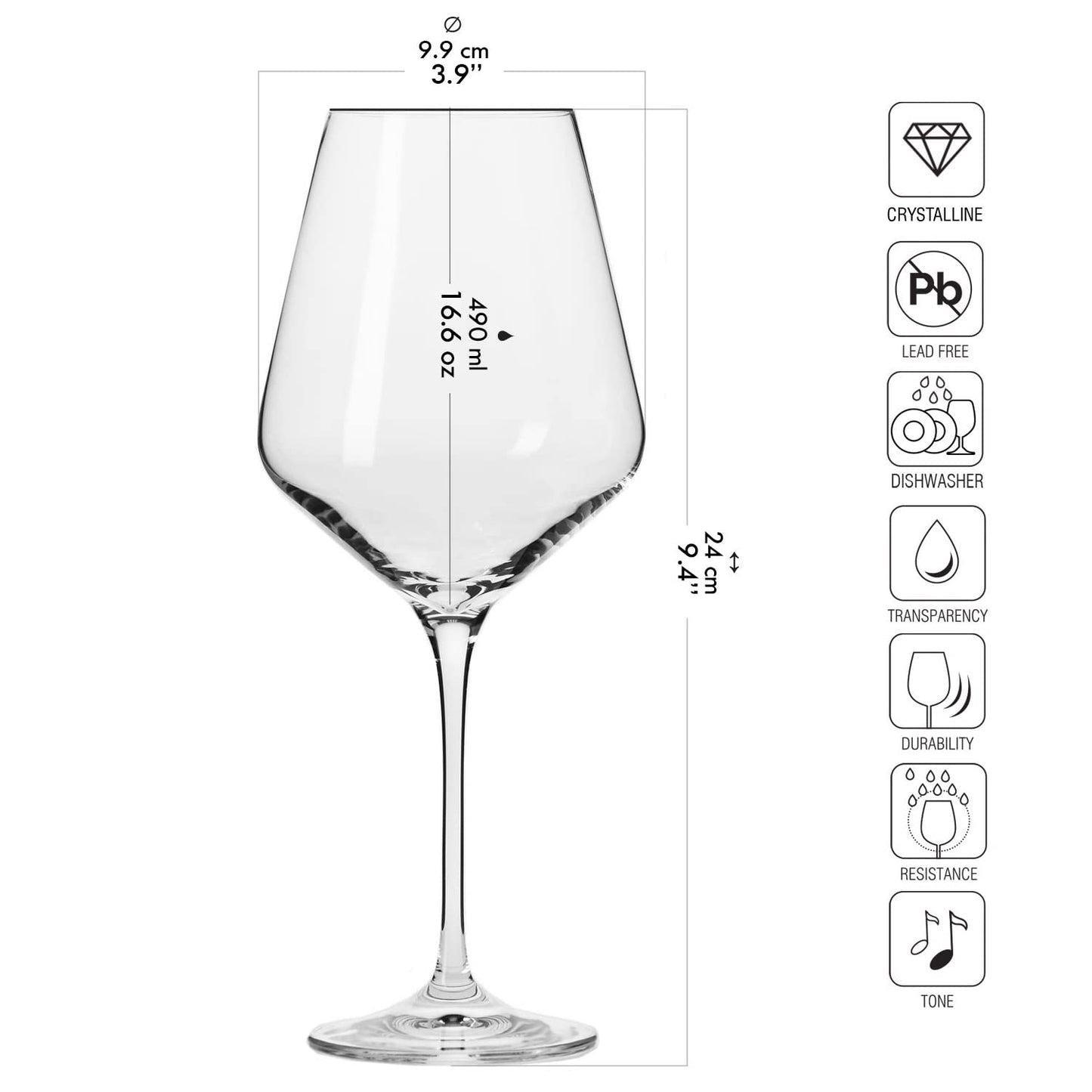 Krosno Rot-Weingläser | 6er set | 490 ML | Avant-Garde Kollektion | Rotweingläser| Perfekt für zu Hause, Restaurants und Partys | Spülmaschinenfest | Rotweinglas | Rotwein gläser