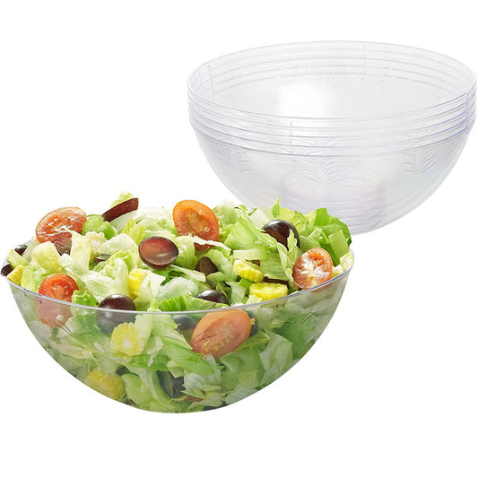 MATANA 5 GroßeTransparente Plastikschalen, Salatschüsseln, Plastikschüsseln, Snackschalen für Kindergeburtstage, Picknick & Partys (1500ml) - Mehrweg & Stabil