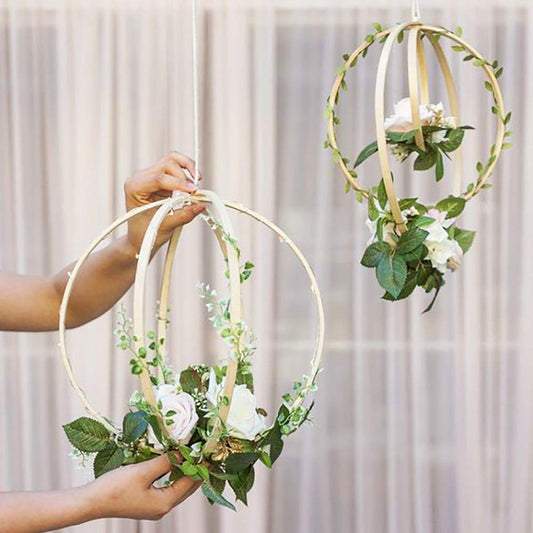 12 Stück 4 Größen (15cm/20m/25cm/30cm) Traumfänger Ringe Holz Bambus Blumenkranz Makramee Ringe Floral Hoop Set Makramee Craft Hoop Ring für Dreamcatcher, Hochzeit Kranz Decor und DIY Handwerk