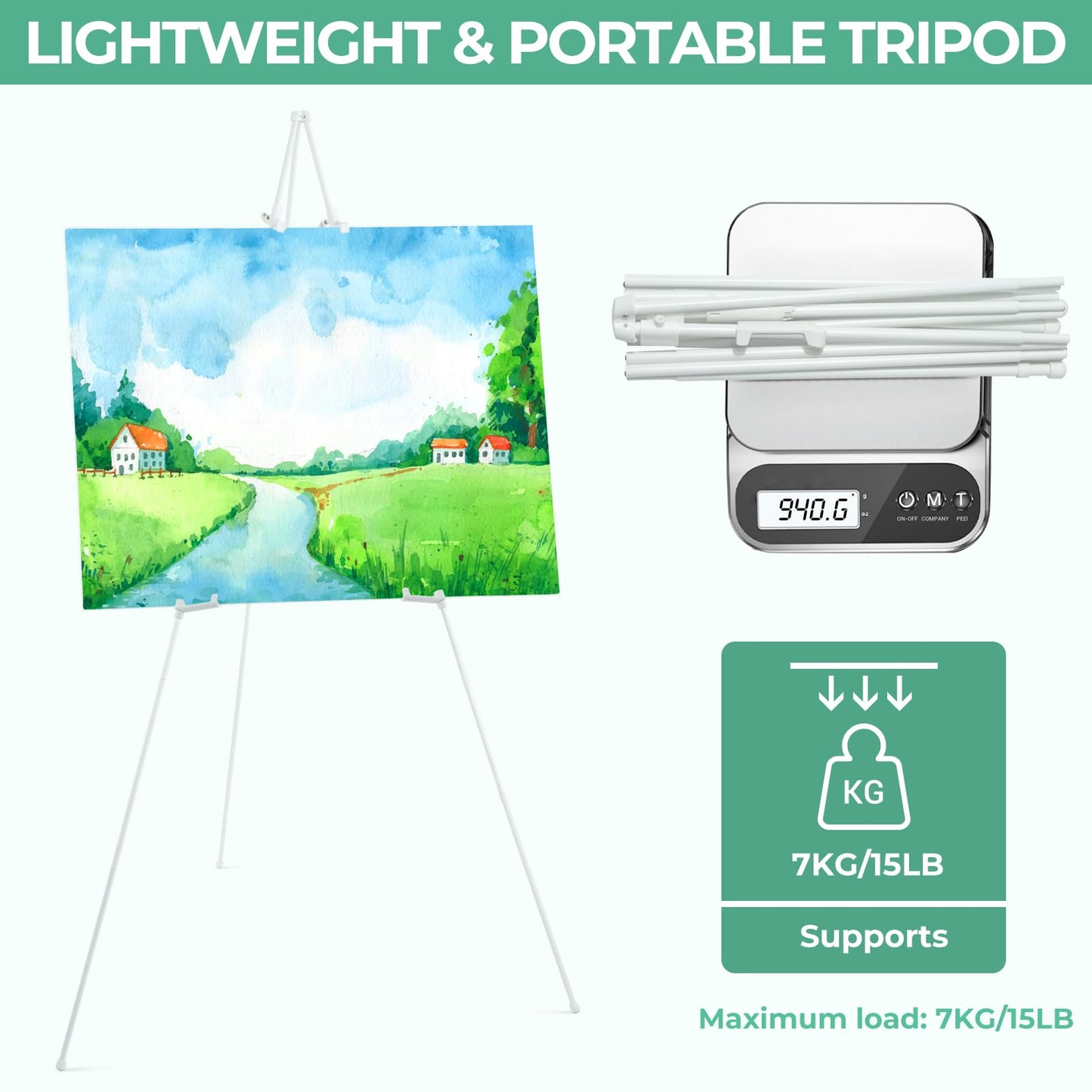 Portable Künstler Staffelei Stand: Ohuhu 160cm Weiß Verstellbares Stativ Tisch Kunst Leinwand Malerei Display - Leicht klappbare Studio Teleskop Boden Staffeleien für Hochzeit Poster Innen Außen