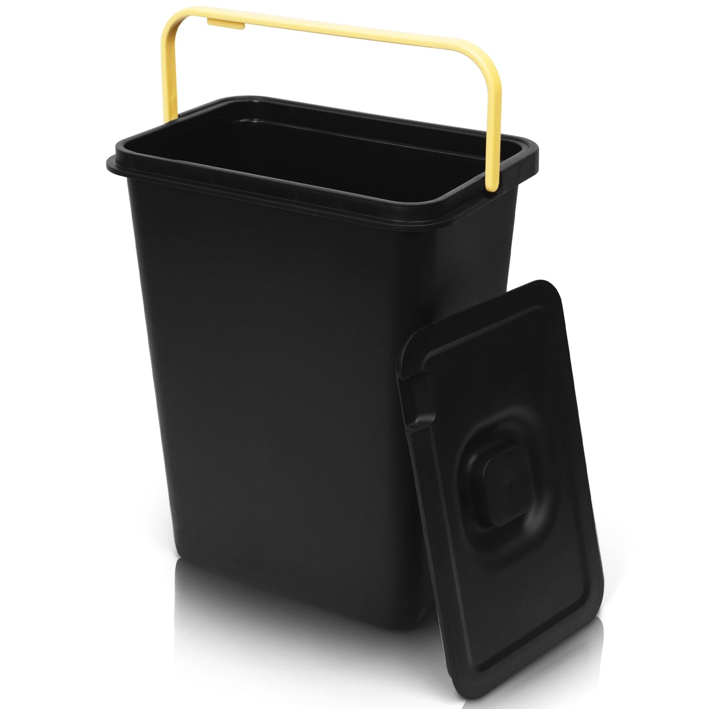 YourCasa® Mülleimer Küche 4 Fächer [40L] im exklusiven Design - Mülltrennsystem mit Deckel und Fuß - Abfalleimer groß mit 4x10L herausnehmbaren Eimern Küchenabfalleimer recycling (Schwarz, 40 Liter)