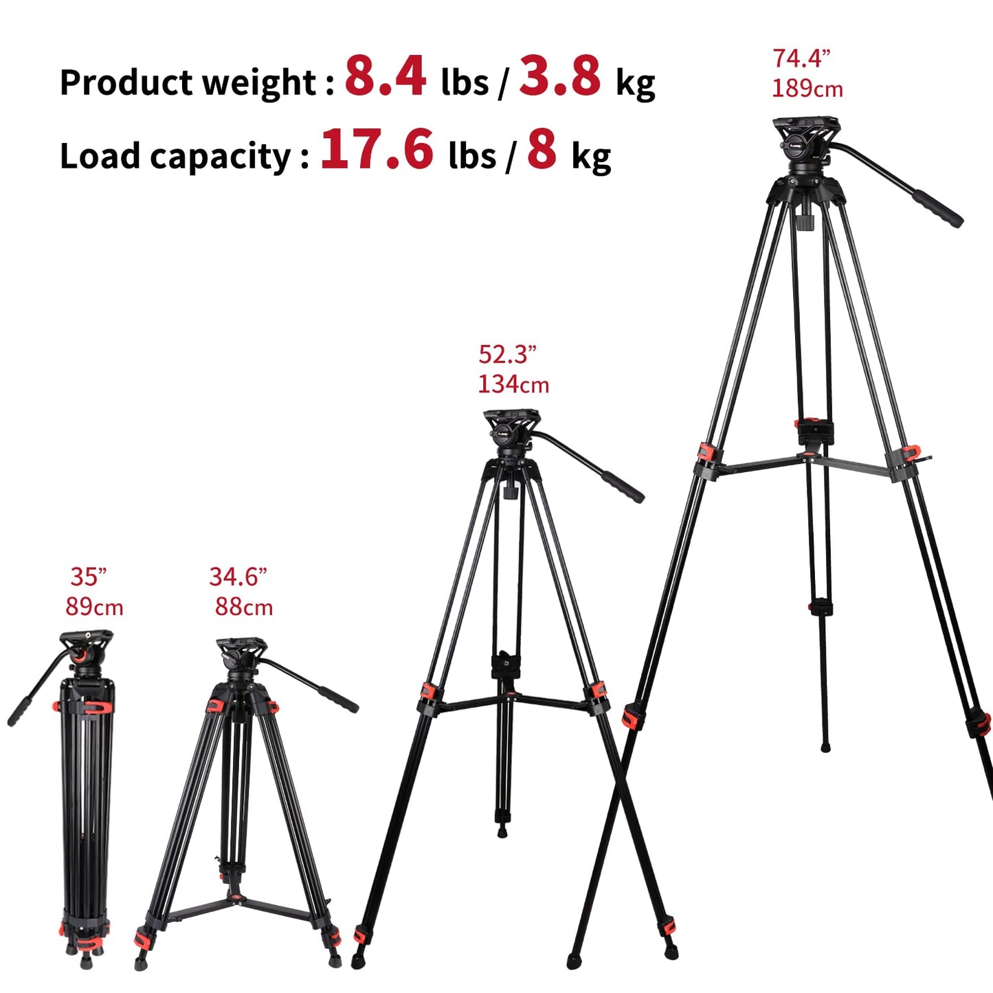 COMAN 188cm Kamera Stativ Robustes Professionelles Fotokamera Videostativ 360° Kugelkopf und 1/4'' Gewinde tragendes Gewicht 8kg Tragetasche Inklusive Schnellwechselplatte,tripod stative kamerastativ