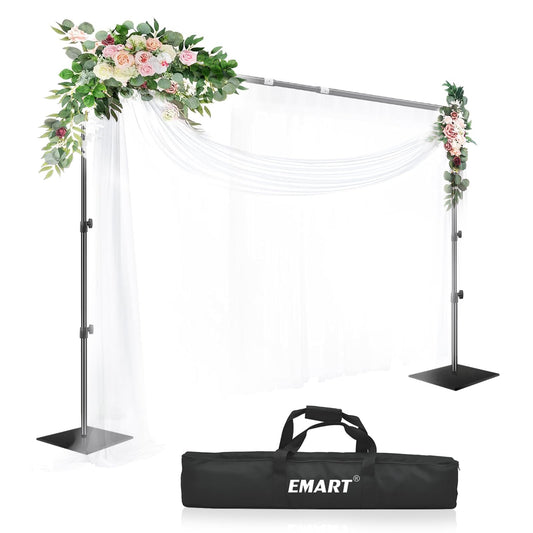 EMART Foto Hintergrund Ständer mit Stahlsockel, 2,6m x 3m Verstellbarer Hintergrundsystem, Hintergrundständer Fototudios für Fotografie Video Studio Porträt Partydekoration