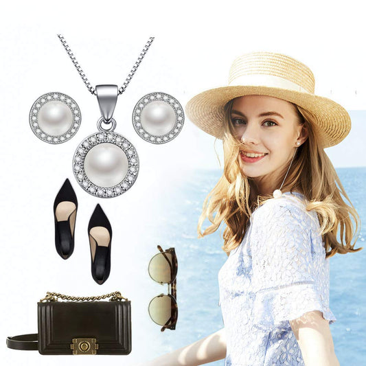 Lydreewam Ohrringe Perlen Damen 925 Sterling Silber Zirkonia mit 3A 6mm Natürliche Süßwasser Perle Ohrstecker